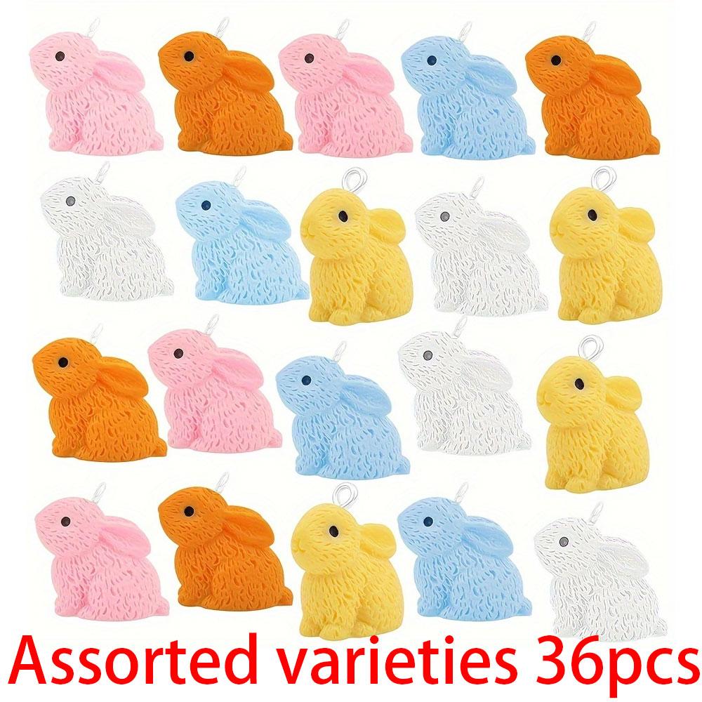 12/24/36 шт. случайных цветов, забавные маленькие животные, синтетическая смола, милый кролик, кулон, сделай сам, браслет, ожерелье, серьги, брелок