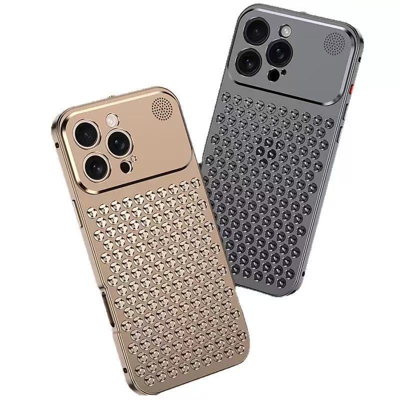 Роскосный металлический корпус из алюминиевого сплава с теплоотводом для iPhone 17 16 15 14 13 Pro Max, дышащая сетчатая крышка с ароматерапией