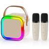 Karaoke Speaker for Kids Adults, Mini Bluetooth Karaoke Speaker with 2 Wireless Microphone and LED Light, Toys for Kids Girls Boys Birthday