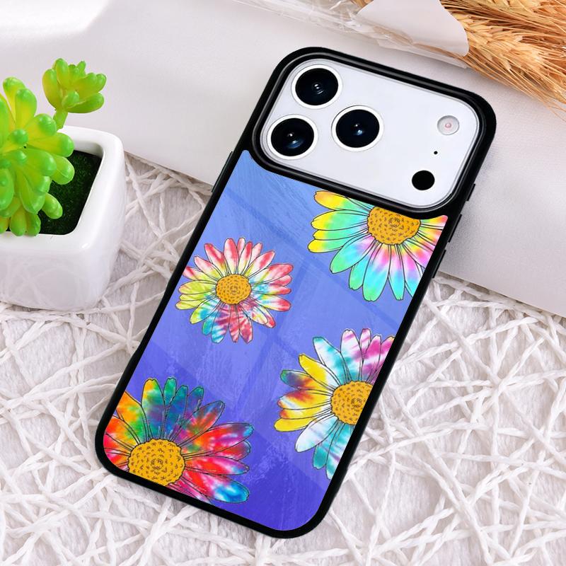 Чехол для телефона в стиле хиппи с ромашками и тай-дай цветами для iPhone 17 Air 16 15 11 12 14 13 Pro Max Ударопрочный чехол