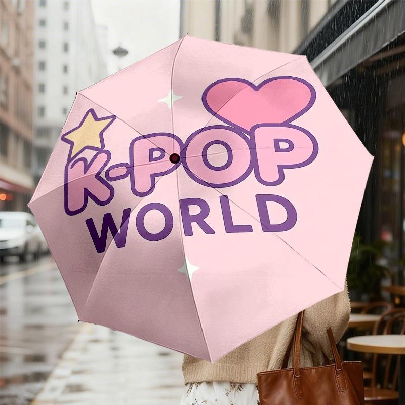 1 шт. Зонт с узором K-Pop World, Автоматическое открытие и закрытие, Качественный дорожный зонт, c1128091