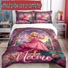 3pcs Duvet Cover Set (1*Duvet Cover + 2*Pillowcase, Without Core), Custom Name Princess Peach Toadstool Pattern Bedding Set, Home Bedroom Decor Gift