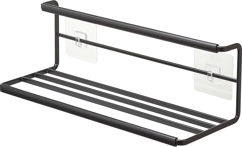 Yamazaki Jitsugyo Film Hook Wide Jug Bottle Holder L Black W32 xx hook not Tower Drainer Kitchen Panel Under Sink Easy Installation 7761 Body