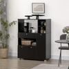 Multilevel Microwave Cabinet With 2 Cupboards 4 Niches Sliding Drawer Dimensions 90L X 40W X 120H Cm In Black Wood