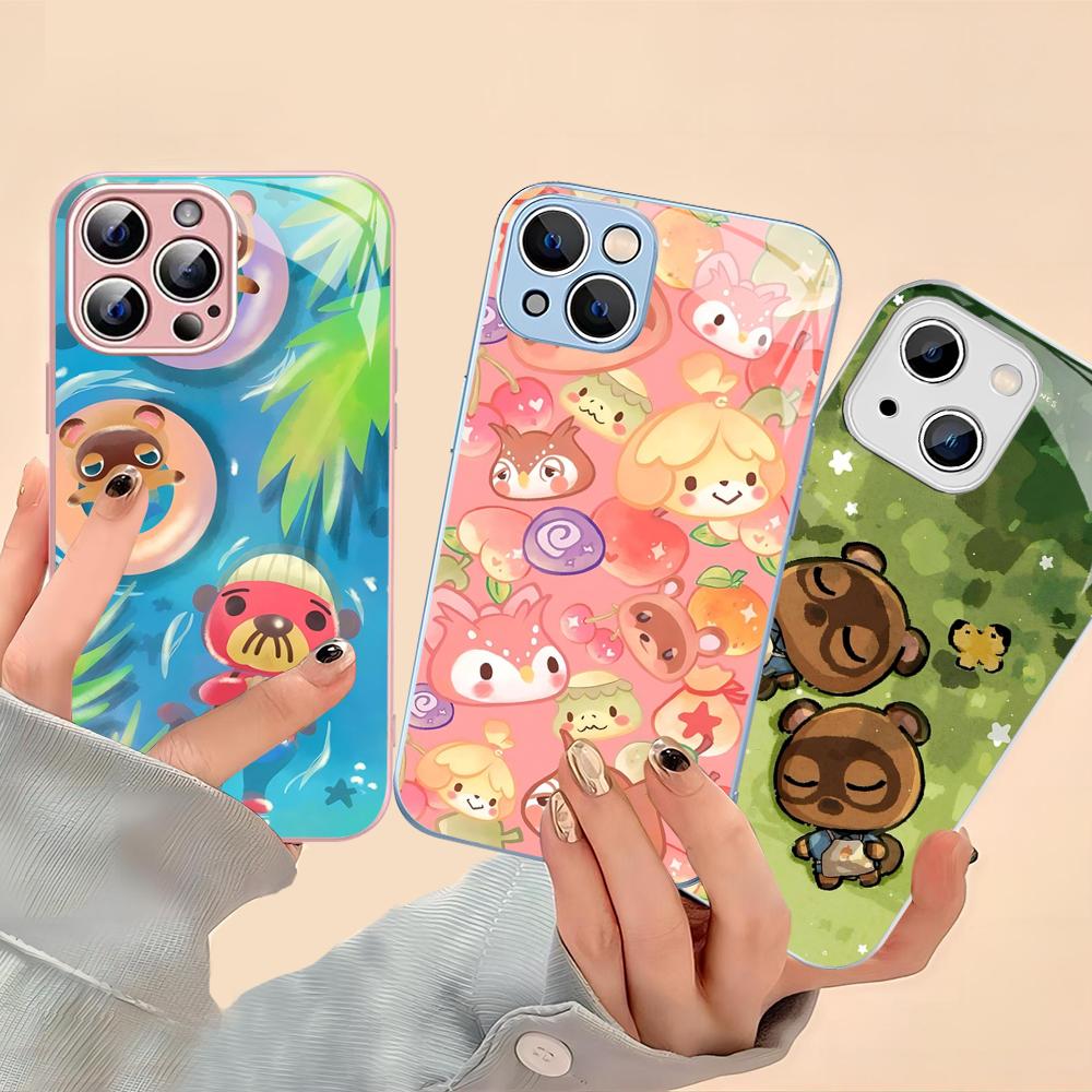 A-Animal C-Crossing Phone Case For iPhone 14 13 12 Mini 11 Pro XS Max X XR 14 Plus Tempered Glass Cover