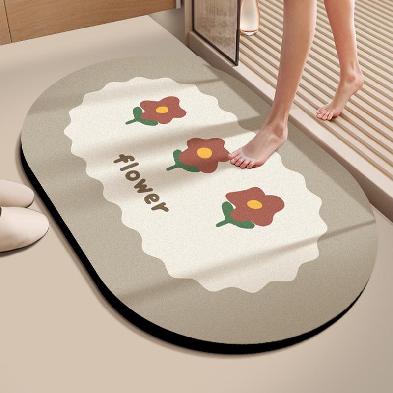 Диатомовая земля Абсорбирующий Нескользящий Коврик для ванной: Быстросохнущая, устойчивая к пятнам, легко очищаемая подкладка для ног
