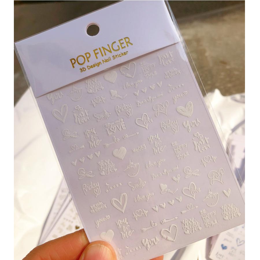 1 Sheet 3D Adhesive Nail Sticker Valentine's Day Heart Rose Decal for Nail Art Decoration