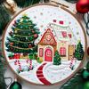1set Christmas Snow House Kit DIY Embroidery Materials and Tools Set, Including Stitch Tutorials, Suitable for Beginners.