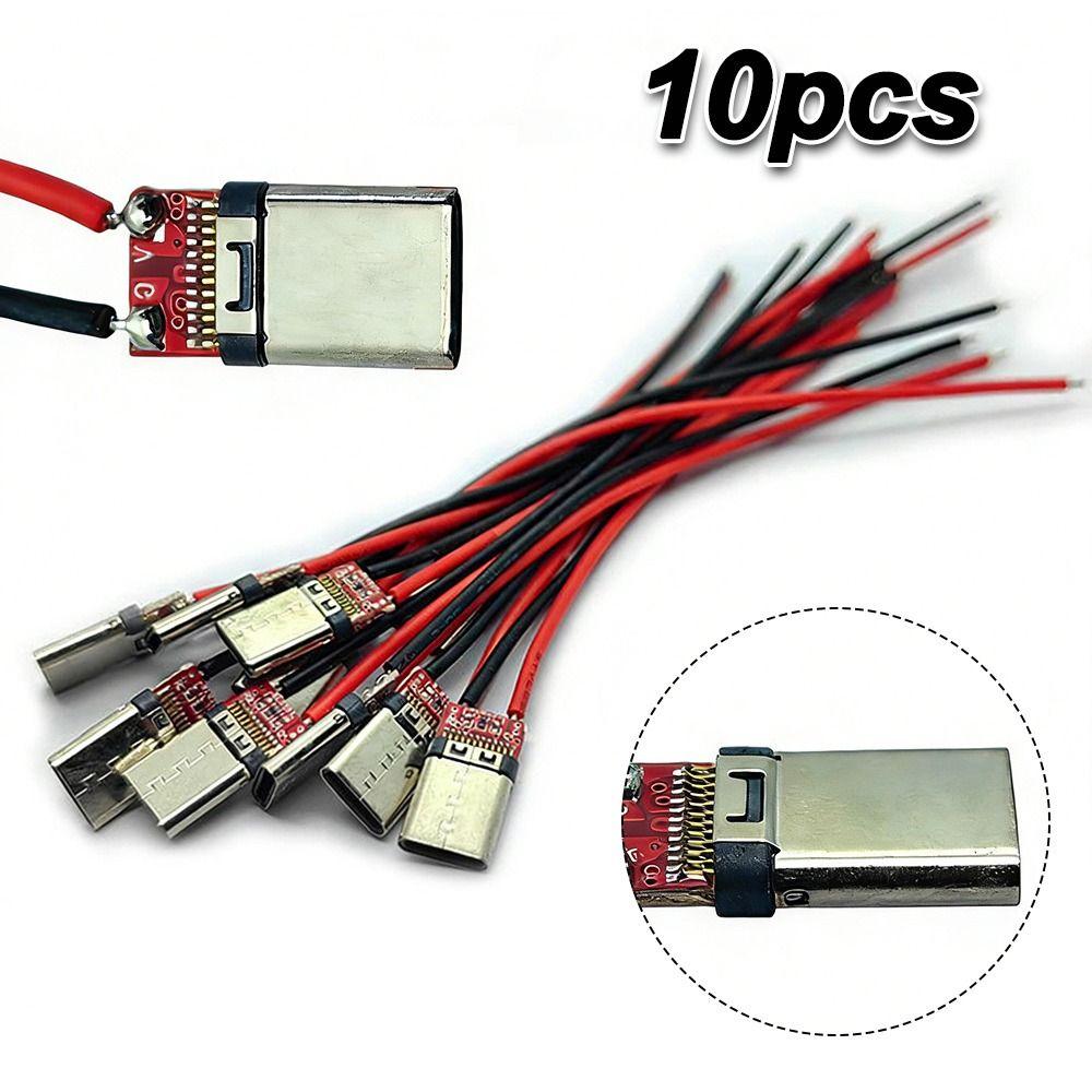 10pcs Male to Female USB C Connector Welding Type-C Wire Charging Socket Electronic Repair