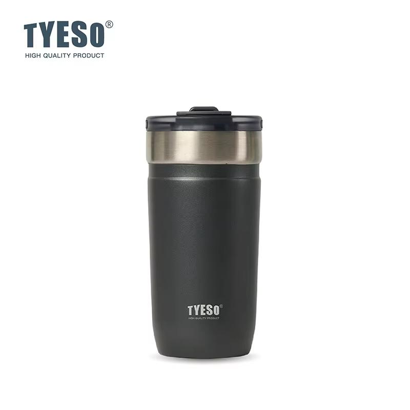 Tyeso 550ML 304 Stainless Steel Insulated Mug Matte Minimalist Tumbler with Straw Leakproof Coffee Cup for Ice Drink Hot Beverage Vacuum