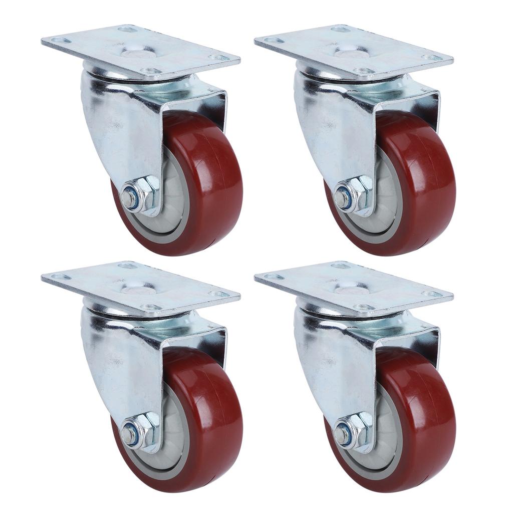 4PCS Heavy Caster 360 Degrees Rotation Plate PU Universal Wheel for Furniture Shopping Cart5in 250lb