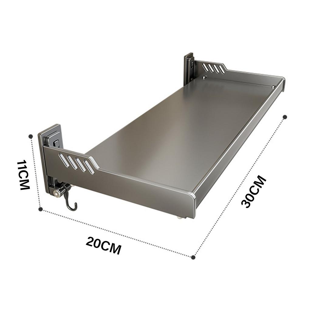 Wall Mount Kitchen Shelf Carbon Steel Punch Free Multifunctional Floating Shelf Hanging Spice Rack