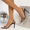 Туфли-лодочки на шпильке с ремешком на щиколотке, с каменным узором, модные, для вечеринки, сексуальные, на высоком каблуке
