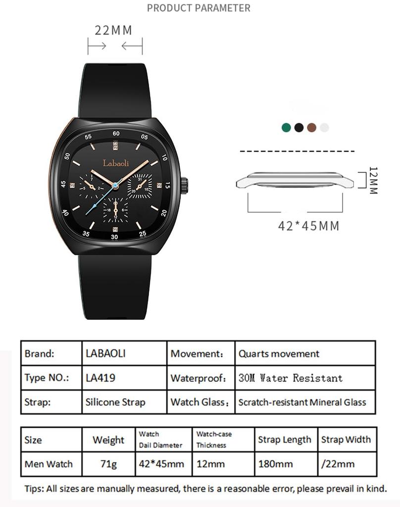 Square Silicone Big Brand Gift for High School Black Women's Wristwatch, Waterproof, Sporty, Cute, Simple, Stylish, Casual, Face, Name, Students,