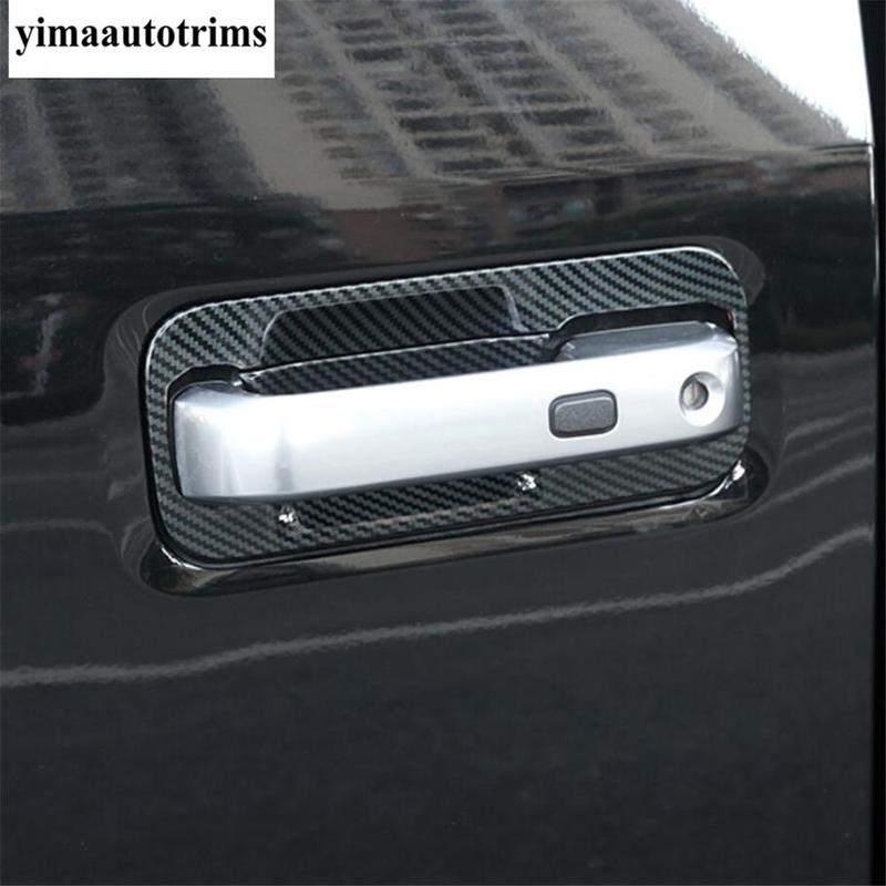 Side Door Handle Bowl Frame Decorative Sequ Cover Trim For Ford F-150 / Raptor 2015 - Chrome / Carbon Fiber Accessories