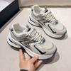 Серебряные кроссовки на платформе, увеличивающие рост, весна 2025, новая модная универсальная сетчатая дышащая повседневная спортивная обувь, женская обувь