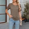 Весна и лето Новые модные повседневные футболки с круглым вырезом и коротким рукавом для женщин
