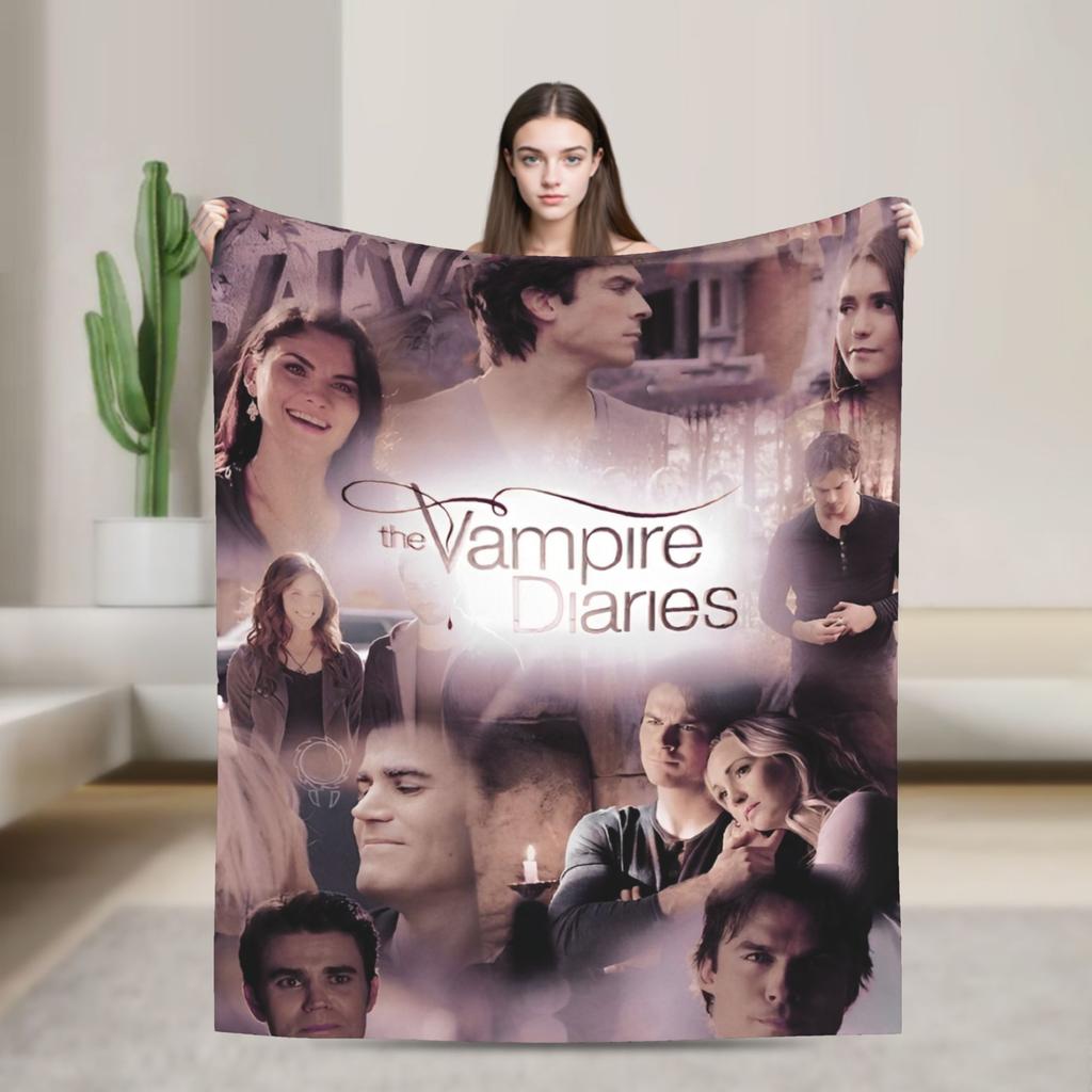 The Vampire Diaries Damon salvatore Blanket Print Plush Throw Blanket For Home Decor Travel Office Flannel Bedspread Bed Cover