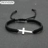 Плетеный браслет из нержавеющей стали с крестообразной подвеской, ручной плетеный регулируемый миланский шнур, плетеный браслет с крестом для пары