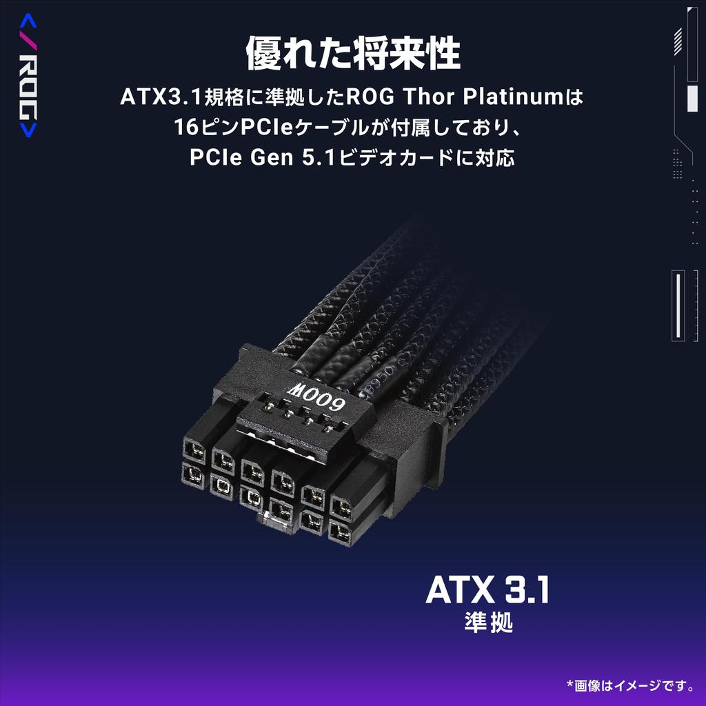 ASUS ROG Thor 1000W Titanium III Power Supply Unit with patented intelligent voltage stabilizer and magnetic OLED display Official Japanese