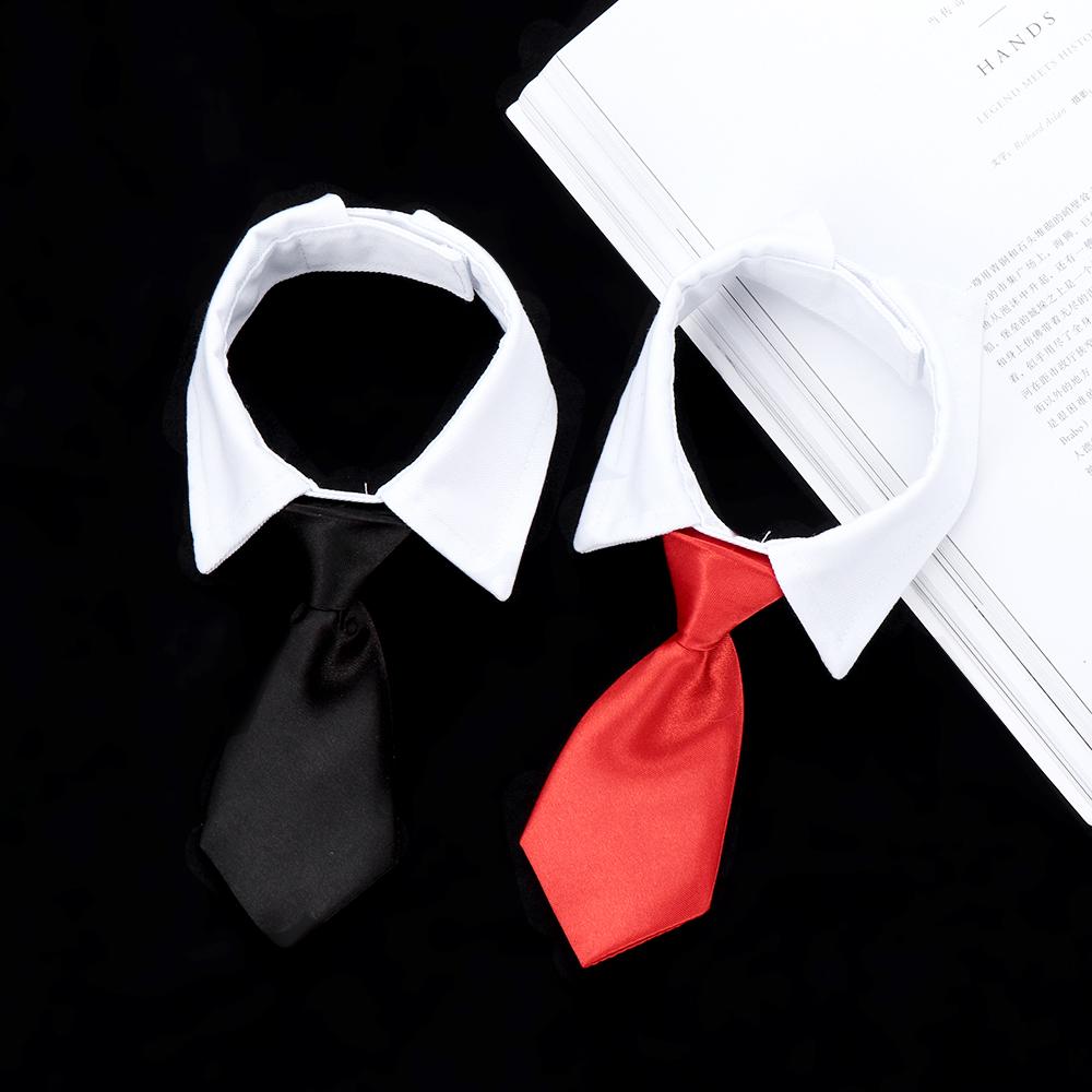 New Fashion Cute Adjustable Dog Cat Grooming Pet Accessories White Collar Dog Necktie Formal Tie