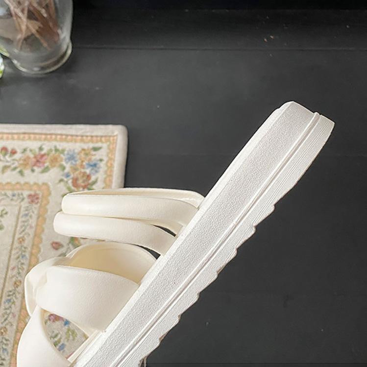 Women Spring Solid Color Thick Slope Outdoor Slippers Summer Casual Flat Soft Bottom Anti Slip Beach Sandals Shoes 36-41
