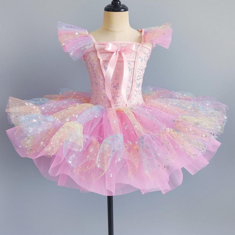 Белое балетное платье-пачка с блестками для малышей, танцевальные костюмы для девочек, детские балетные пачки, наряды для детей, одежда для бальных танцев