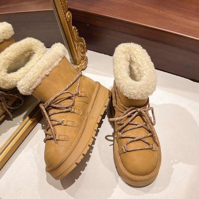 Ботильоны на плоской подошве, зимние ботинки, слипоны, круглый носок, средний каблук, 2024, высококачественная женская обувь, однотонные, с перекрестной шнуровкой, лаконичные женские ботинки