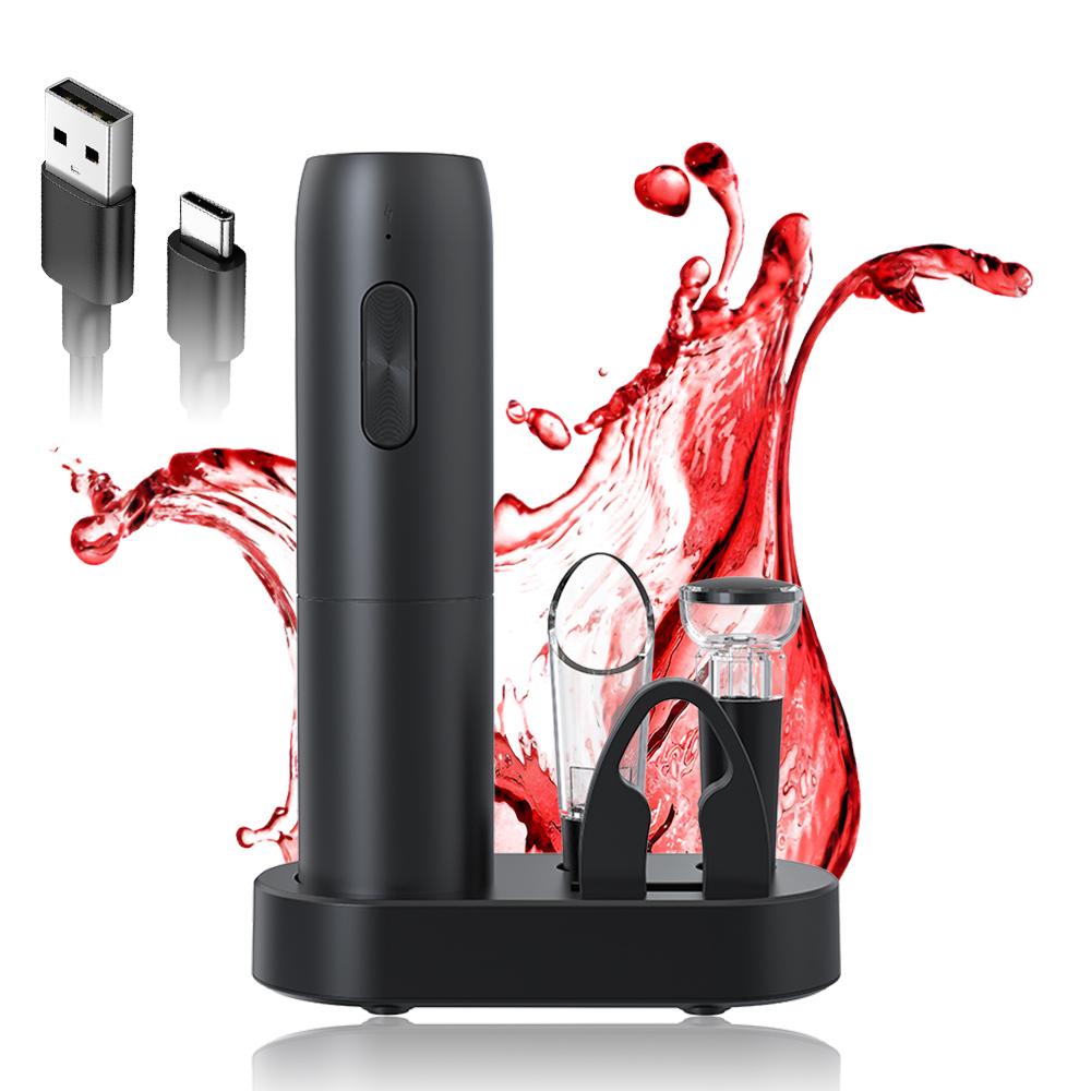 Electric Wine Opener Set Type-C Rechargeable Automatic Electric Wine Bottle Opener with Pourer /