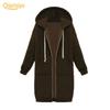 Autumn and Winter Women‘s European and American Hooded Long-sleeved Mid-length Sweatshirt and Fleece Long Coat
