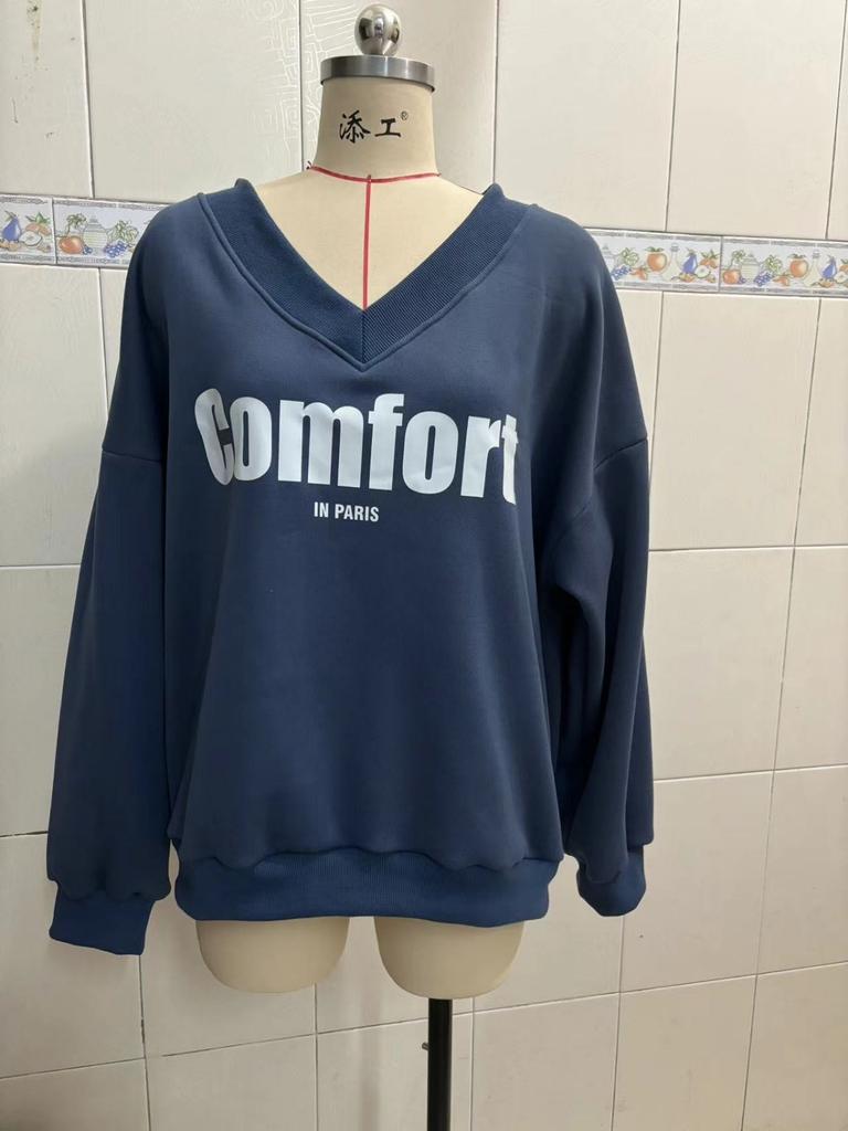 Женские толстовки с V-образным вырезом, длинным рукавом, свободные однотонные футболки, повседневные свободные спортивные свитера для тренировок