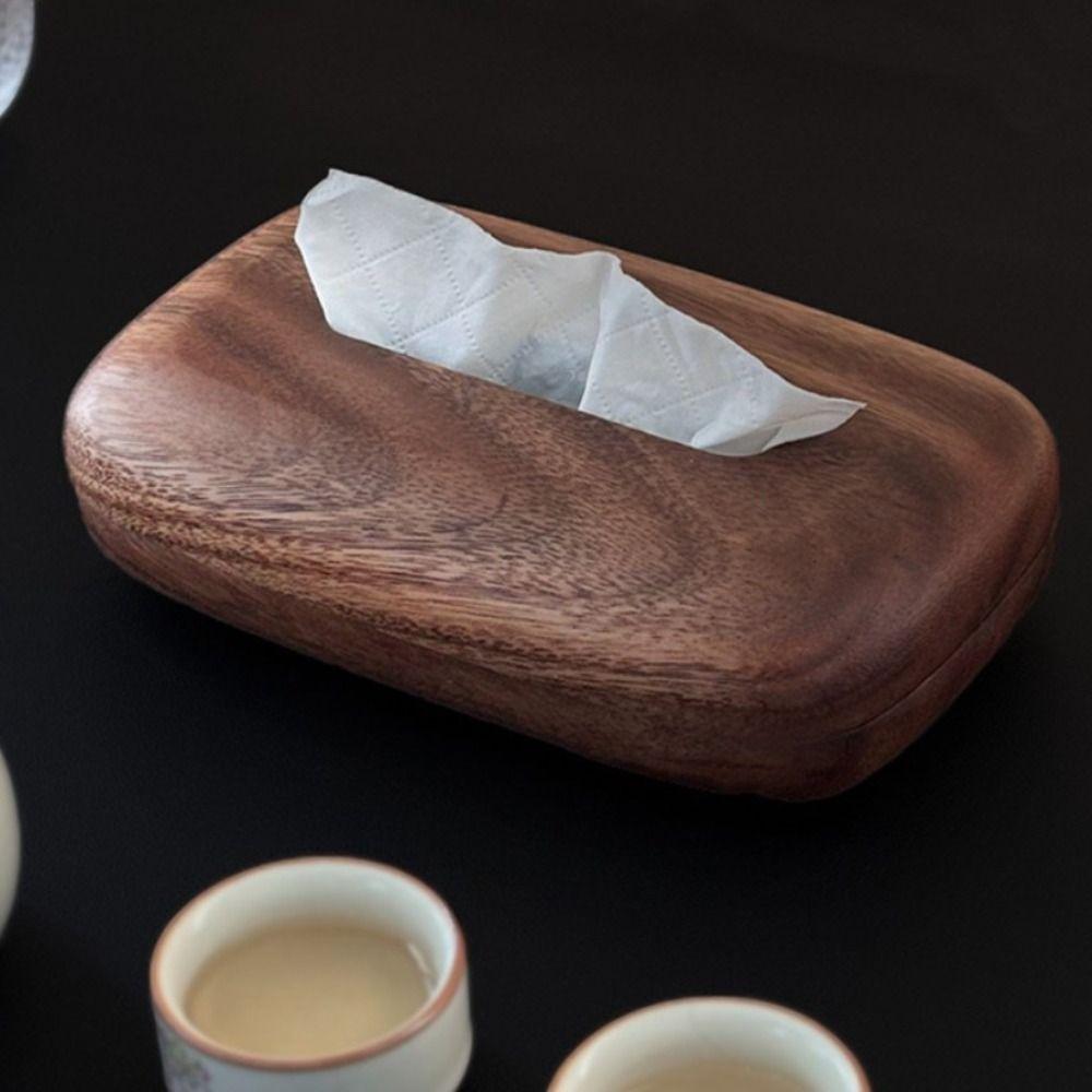 Rectangular Tissue Dispenser Vintage Tissue Paper Holder Modern Walnut Tissue Box Bed Room