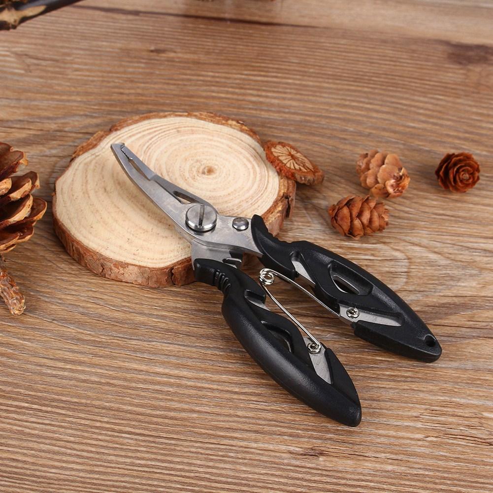Fishing Pliers Split Ring Scissors Wire Line Cutter Hook Removers Tackle   Bag Black