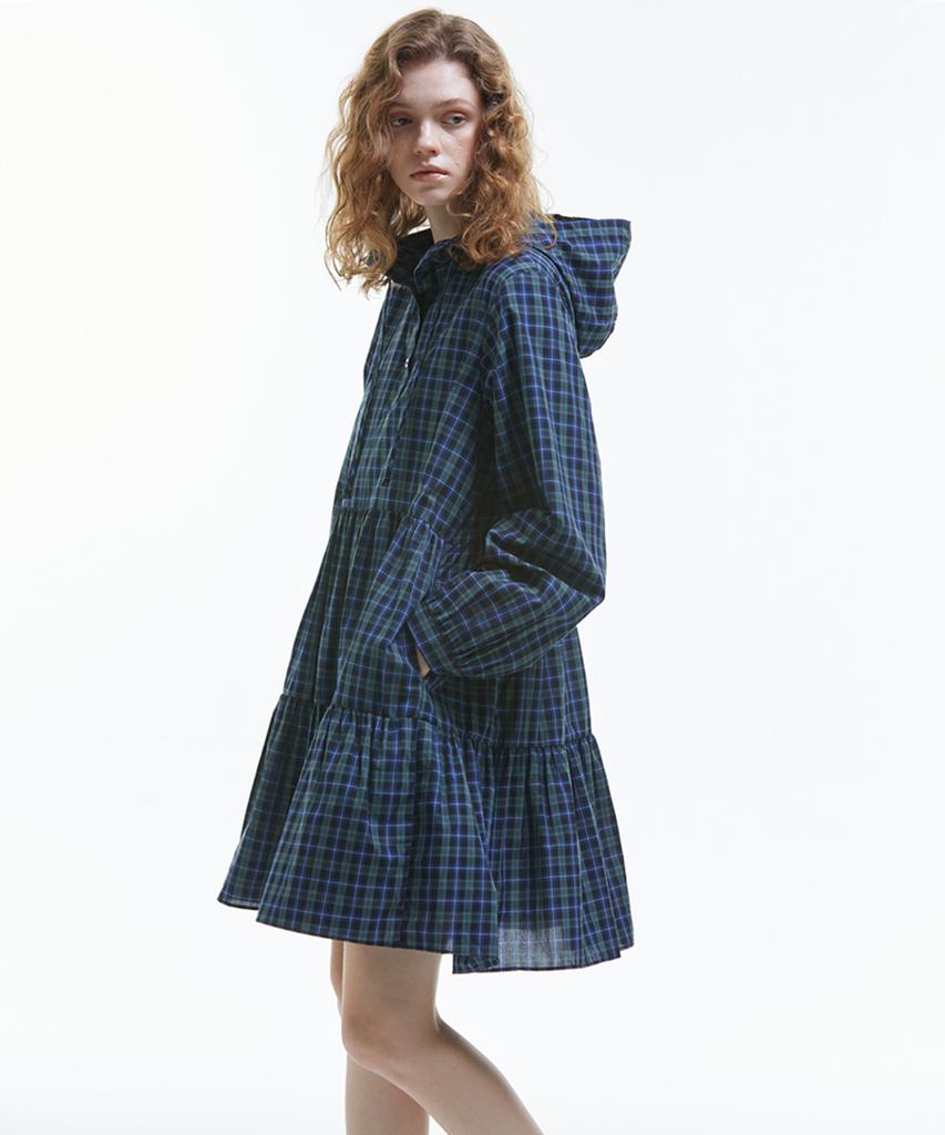 Manavis Seven Hooded Tiered Dress [Green]