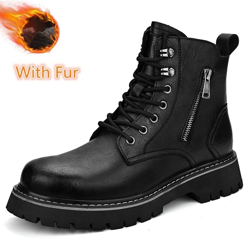 Мужские повседневные ботинки на шнуровке, на массивной подошве, из натуральной кожи, кожаные ботинки челси, мужские ботильоны на платформе, ботинки на толстой подошве, мотоботы