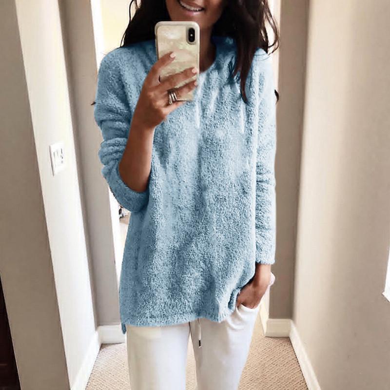 Women's Velvet Sleeping Dress - Comfortable Winter Home Robe with Pocket, Round Neck Solid Color Machine Washable Casual Wear, Soft Knitted Indoor