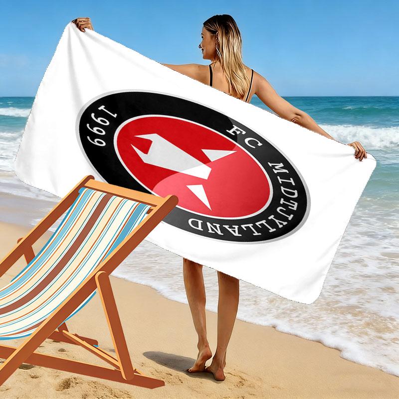 FC Midtjylland logo Print Beach Towel, Large Soft Quick Dry Towel for Beach Camping Swimming