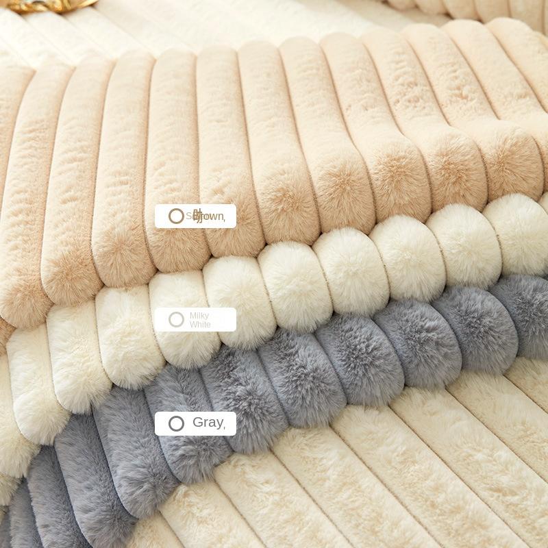 Winter Thickened Rabbit Plush Sofa Cushion Sectional Couch Covers Sofa Slipcover Chaise Lounge Cover for Pets Dog Cat