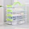 Transparent 4-Layer Storage Container with Handle Large Capacity Multipurpose Crafts Supplies Sewing Utility Storage Bin Storage Organizer