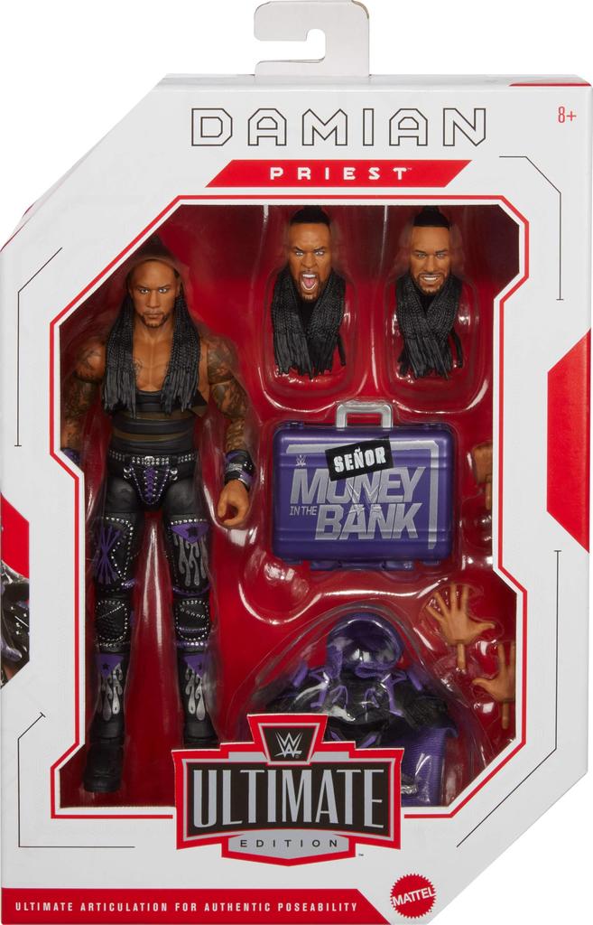 Mattel WWE Ultimate Edition Аксессуары для фигурок Коллекционный набор Дамиана Приста со сменной головой, руками и 30 точками артикуляции и 6-дюймовый