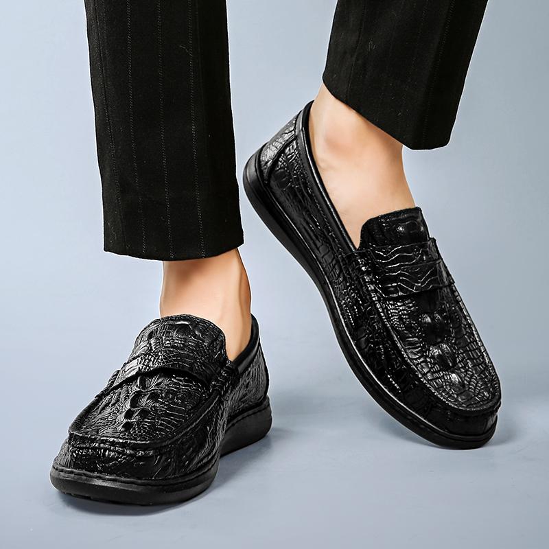 Мужские мокасины с крокодиловым узором, мужская модная обувь, новая весенняя удобная мужская обувь на плоской подошве, удобные мокасины, классическая мужская повседневная обувь из кожи