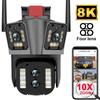 16MP 8K WiFi Outdoor 10X Zoom Four Lens Ai Tracking CCTV Camera PTZ Video Surveillance Smart Security Protection