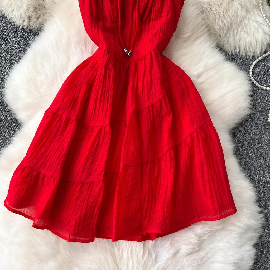 Маленькая одежда с милым бантом и квадратным воротником, облегающие короткие юбки с оборками, сексуальное платье на бретельках с открытой спиной