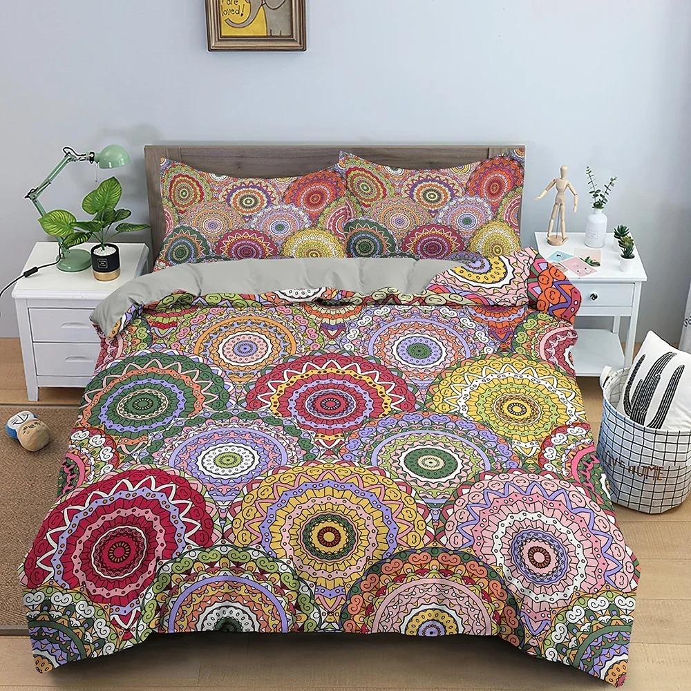 Комплект постельного белья с этническим рисунком «Мандала», богемный пододеяльник для спальни, роскошный комплект пододеяльников, размер King Queen, постельное белье Twin