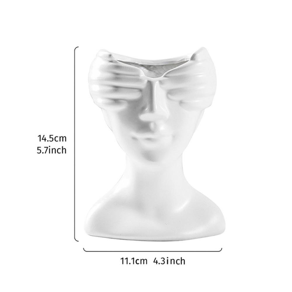 Resin Blindfolded Portrait Vase Abstract Tabletop Vase Flower Vases Office Tabletop Ornaments