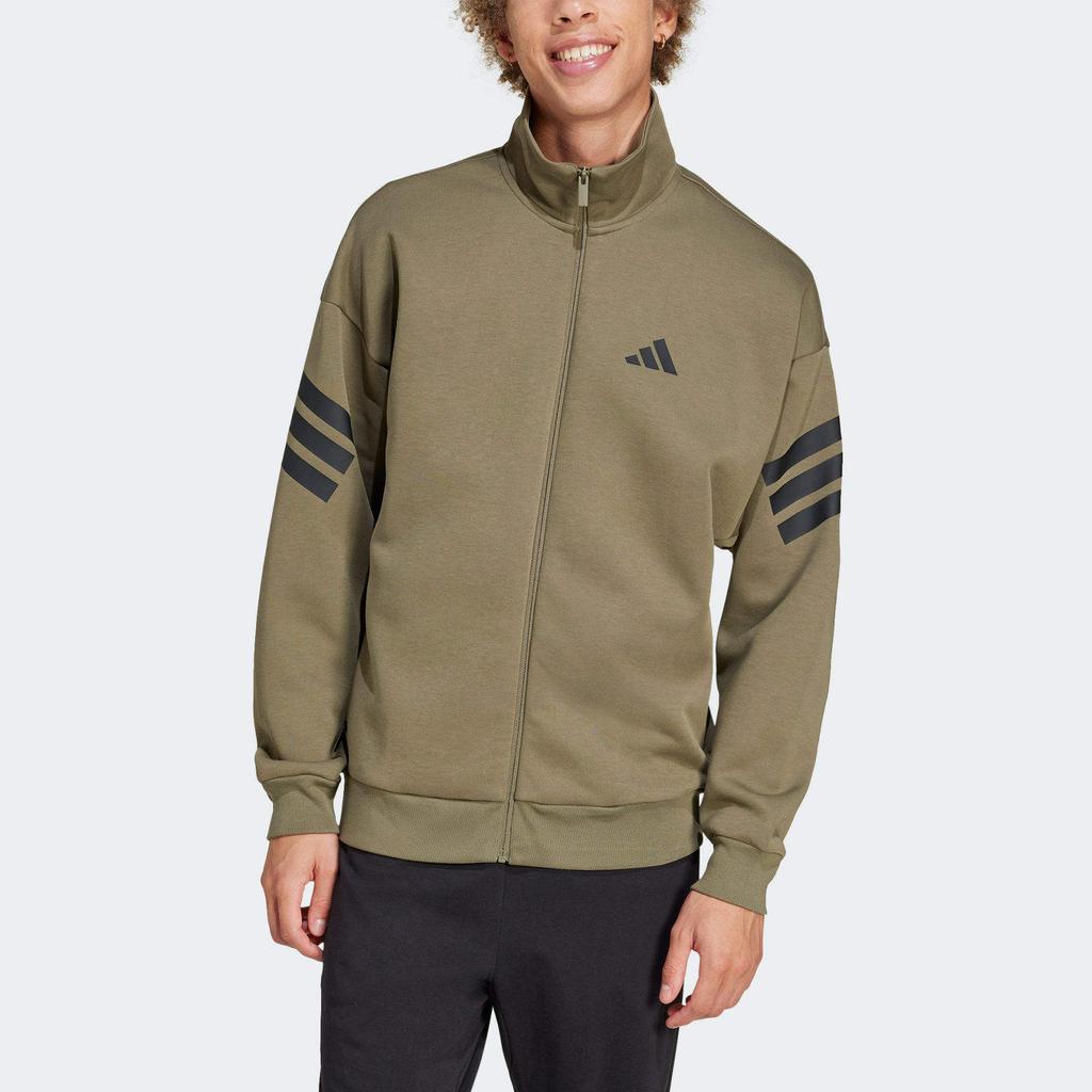 Adidas Полосатая куртка с воротником-стойкой на молнии, мужские куртки, оливкового цвета JD4887