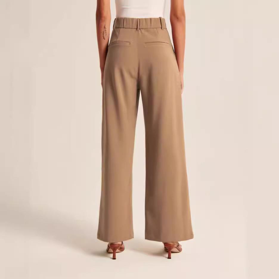 Женские однотонные повседневные брюки с высокой талией и карманами, широкие, универсальные