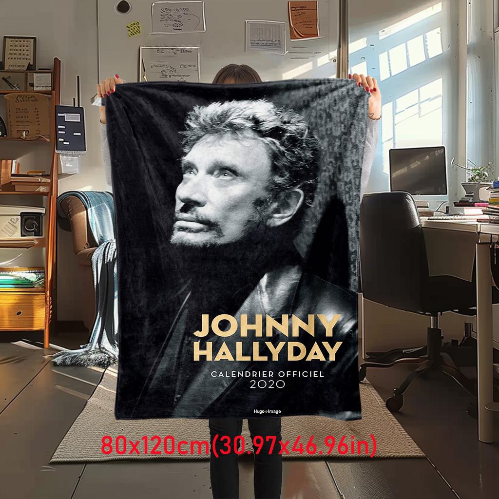French legendary rock singer and actor Johnny Hallyday blanket soft home furnishing nap decoration four seasons warm Sherpa blanket U1