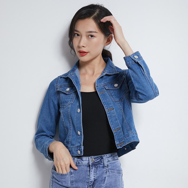 Loose Spring Autumn Blue Long Sleeve Jeans Jacket Women Korean Style Female Short Jacket Long Sleeve Turn-down Collar Denim Jackets