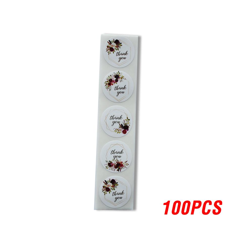 4 Design Flowers Thank You Stickers Round Scrapbook Packaging Sealing Labels Stationery Stickers 100-500pcs